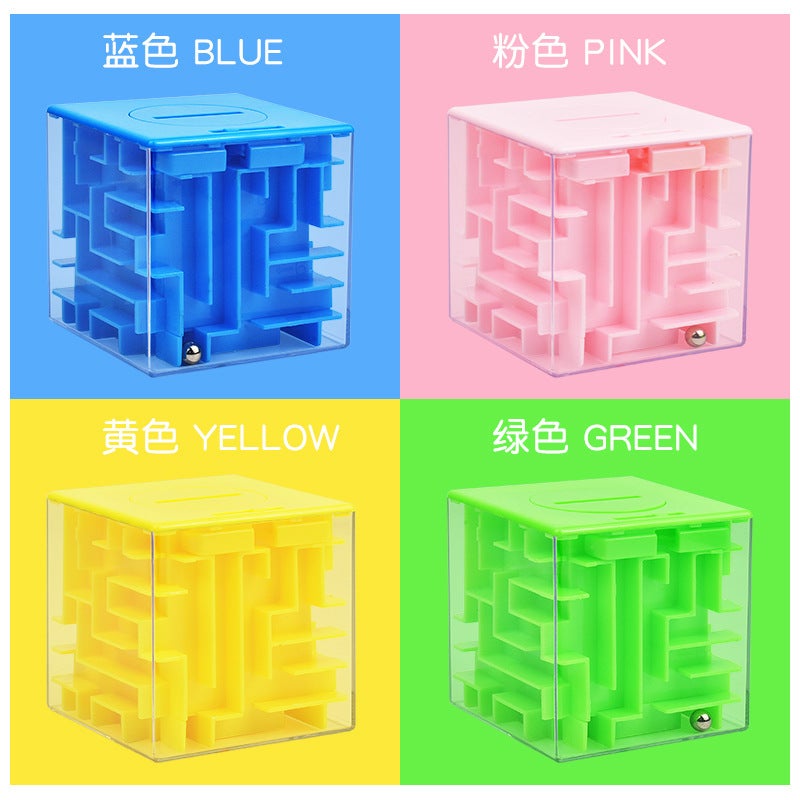 E-Commerce 7Cm Intelligence Maze Toy 6-Sided 3D Three-Dimensional Maze Piggy Bank Transparent Bead Puzzle Cube - Image 3